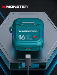 Monster原裝xkt16 Tws無線耳機運動遊戲耳塞降噪耳機帶麥克風