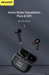 Awei TA8 藍牙耳機 ANC 主動降噪  藍牙5.2版本 數顯 IPX6 防水 真無缐 遊戲 立體聲