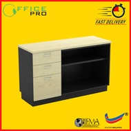 Combination Of Low Cabinet | Open Shelf Cabinet With Fixed Pedestal 2D1F | 固定底柜 开放式书柜+抽屉 | OFFICE PR