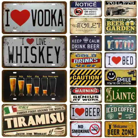 Welcome WIFI Beer Drink Tin Sign Tinplate Plate Vodka Wall Decor Restrooms Vintage Pub Bar Metal Sig
