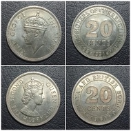 Koin Mstr 926 - 20 Cent King George Elizabeth Malaya &amp; British Borneo