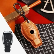 Leather Key Case Cover Car Accessories Fob Protector For Mercedes Benz E300l Glc300 C260l A200l Keychain Holder Keyring Shell