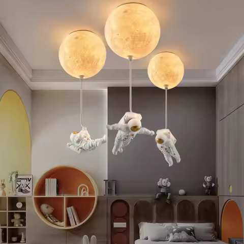 NEW Moon Light Bedroom Ceiling Lamp With Astronaut Dia 18cm/20cm/25cm Bubble Chandelier Light For Ch