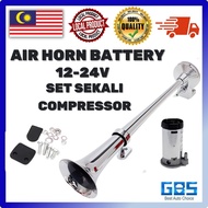 GBS CAR LED 12/24V CAR AIR HORN SINGLE TRUMPET COMPRESSOR  SUPER LOUD UNIVERSAL HORN TRUCK AIR HORN 17 INCH 180 HERTZ