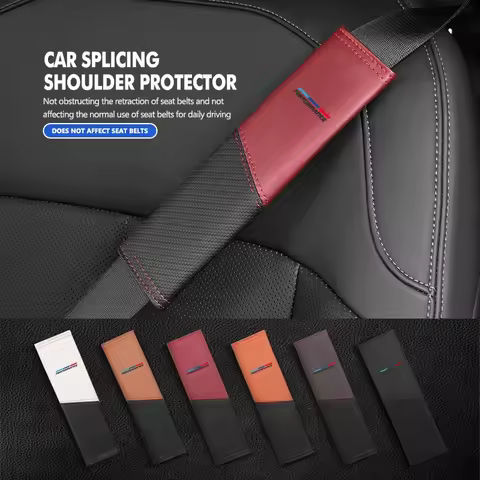 For BMW Leather Car Seat Belt Cushion Safety Belt Shoulder Protector Pad Accessories 1 3 5 Series X1