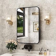 ACEMIRO 20x28 Inch Black Recessed Bathroom Medicine Cabinet with Mirror Metal Framed Farmhouse Surface Wall Mounted Mirrored Bathroom Medicine Cabinets