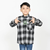 KEMEJA BOY MOM Children's Flannel Shirt with Young Man Motif, Long Sleeves, Premium Imported Wool Ma