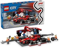 LEGO City F1 Pit Stop & Pit Crew with Ferrari Car Racing Vehicle Toy 60443 (322 Pieces) Model Racing