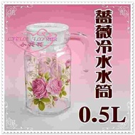 小花花日本精品♥Hello Kitty 玫瑰 玻璃壺 冷水壺 水瓶 果汁壺 冷水筒 0．5L 57005805