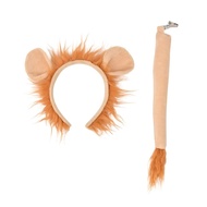 Lion Costume Set Ears Headband Tail Plush Animal Fancy Costume Accessories for Kids Halloween Cosplay Accessories
