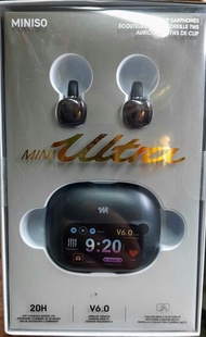 全新彩M0N 防水/心跳/（MINISO）的TWS 耳夾式藍牙耳機。 型號：MS212技術：藍牙版本6.0特色：具備觸控彩屏、心率監測功能、以及AI 翻譯功能續航：總續航力約20 小時MINISO M