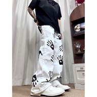 American High Street Street Wear Plankton Handsome Palm Print White Men Women hiphop Street Wear Fri