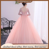 Blue & Salmon Pink Gaun Malam Pengantin Panjang Pakaian Emcee MAXI Dress Waistband Elegant Long Gala