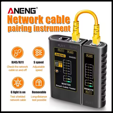 ANENG M469D Cable lan tester Network Cable Tester RJ45 RJ11 RJ12 CAT5 UTP LAN Cable Tester Networkin