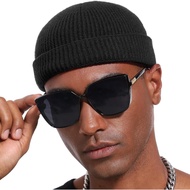 vidsel Thin Wool Fisherman Beanie Hat for Men Women Fall Winter,Short Knit Cuffed Fashion Trawler Sk