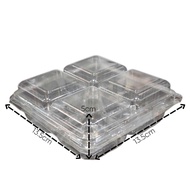 Plastic Box - Square Folding Lid H161 - 4 Compartments 4x5cm Height 5cm - Set of 10 boxes