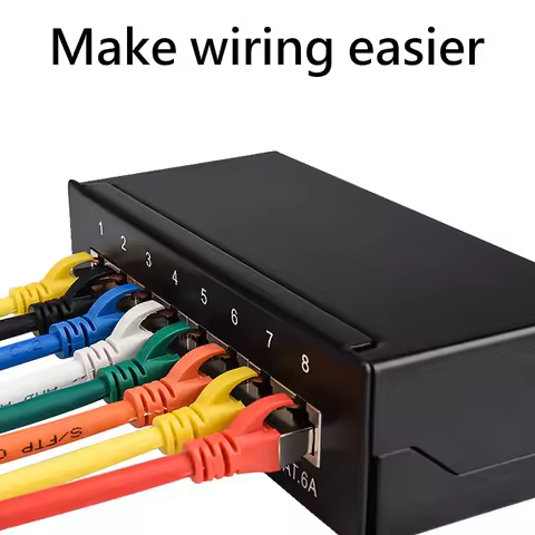 Mini Desktop CAT6A Cat6 8 12 Port Patch Panel Full Shielded Available For Wall Mounting (Incl. Hangi