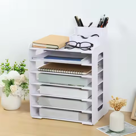 7/4-layer File Storage Rack Desktop Organizer File Sorter Organizer for A4 Paper Magazine Newspaper 