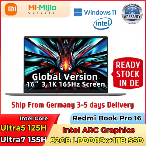 Xiaomi laptop Redmi Book Pro 16 2024 ARC Graphics Intel Core Ultra5/Ultra7 32G 1TB SSD 16"3.1K 165Hz