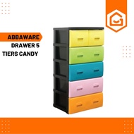 READY STOCK ABBAWARE DRAWER 5TIERS CANDY ALMARI BAJU RAK BAJU 4001CC-5(2S4L)