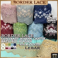 Border Baju Renda Baju Border Lace Adalah Batu Manik 9&20CM Tinggi Corak Bunga Mewah Border Baju Bat