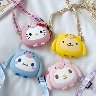 Girls Zipper Wallet Cute Coin Purse One-Shoulder Diagonal Bag Pig Style Series Silicone Material Acc