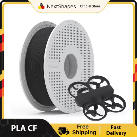 NextShapes PLA‑CF Carbon Fiber 3D Printer Filament 1.75mm 1KG Spool 2.2LB Black High Strength for Ba