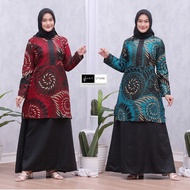 Gamis Batik Kombinasi Polos Syari Wanita Modern Terbaru S M L XL