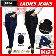 Ladies Office Jeans KGT Black & Jeans Blue Skinny Fit Design Stretchable Material Seluar Jeans Perem