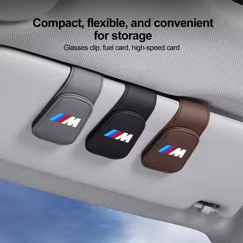 Car Sunglasses Clip Card Ticket Holder Stand Fastener Pen Case For BMW M Emblem E46 E36 E34 F10 E90 