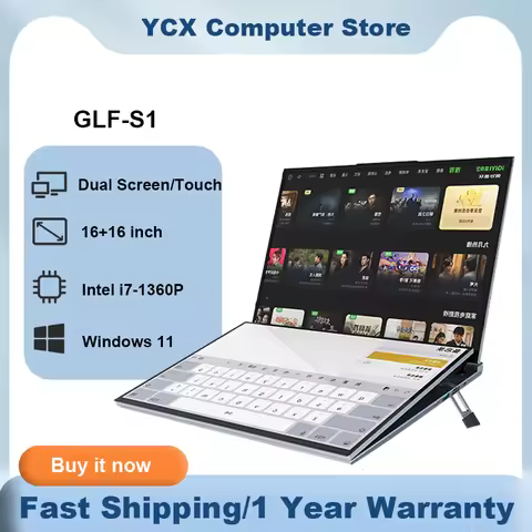 GLF-S1 Dual screen Laptop 16" +16" 1920*1200 12th Gen Intel i7-1360P NoteBook 2*DDR4 SSD 64GB 2TB WI
