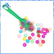 Thẻ giấy Bingo tên lửa mặt trăng được tô màu với 100 chip nhiều màu mới với 100 chip