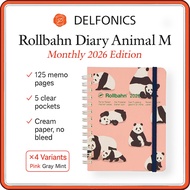 DELFONICS Rollbahn Diary Animal M Monthly Planner 2026 (Oct 2025 Start) – Spiral-Bound Notebook, 125