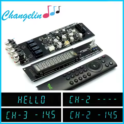 VFD Vacuum Fluorescent Display Remote Volume Board 4 Way Audio Signal Switcher Switch Selector HiFi 