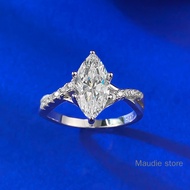 Real Moissanite Diamond Women Ring 2ct Marquise Twist Moissanite Exquisite Proposal Ring