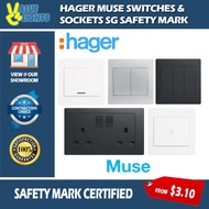 Hager Muse Switch Socket Singapore Safety Mark Local Stock White Silver Black