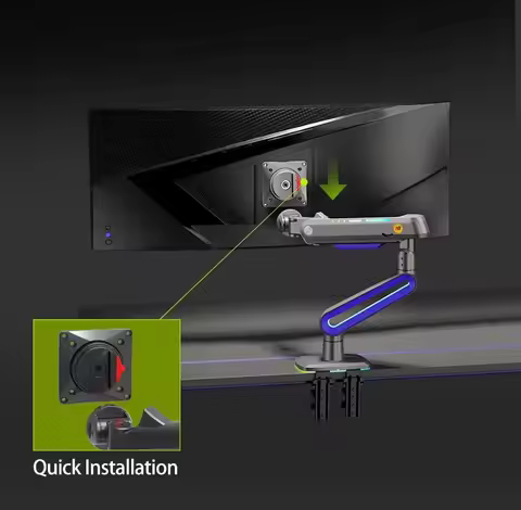 ERGONOMIC Gaming Monitor Arm for Flat/Ultrawide/Curved Monitors 32 to 60 Inch Heavy Duty Monitor Sta
