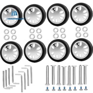 8pcs Luggage Wheels Replacement Kit,Dia 2in/50mm Thick 0.47in/12mm Resistant Rubber Mute Caster Repl
