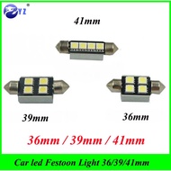 5Pcs Cool White CANBUS Error Free 36mm 39mm 41mm 5050 C5W Festoon 4SMD DE3423 6418 12v Car Interior 