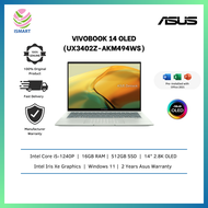 Asus Laptop ZenBook 14 OLED UX3402Z-AKM494WS 14'' 2.8K Aqua Celadon ( i5-1240P, 16GB, 512GB SSD, Intel, W11, HS )