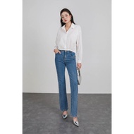 FAS53918 - kate raw fabric office shirt with German collar, elastic hem and bow tie style - PANTIO