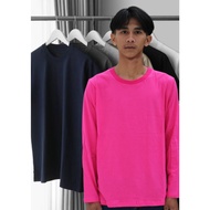 Adult Long Sleeve T-Shirt, Plain Fuchsia Color T-Shirt, Premium Quality Combed Cotton Material, Fuch