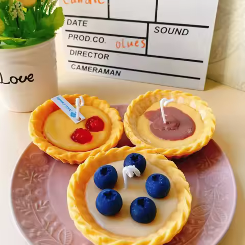 3D Egg Tart Candle Silicone Mold Birthday Scented Dessert Making Soap Plaster Resin Fondant Cake Mou