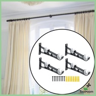 [ 4pcs Double Curtain Rod Brackets, Curtain Rod Holders, Hanging Brackets, Black Heavy Duty Curtain 