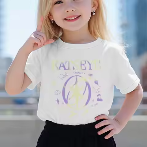 KATSEYE Printed T-Shirt Kids Katseye Design Boys Girls Cotton Top Casual Short Sleeve Crew Neck Comf