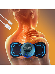 頸部脈衝按摩貼便攜式電療迷你按摩器,智能電動肩頸按摩器,為背部、頸部、手臂提供水療