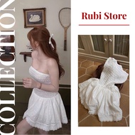 Raw lace dress with strapless design and flared bust Rubi Store V66