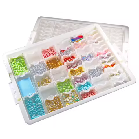42 Grid Diamond Painting Storage Container,Transparent Diamond Painting Box Plastic Organizer Case D