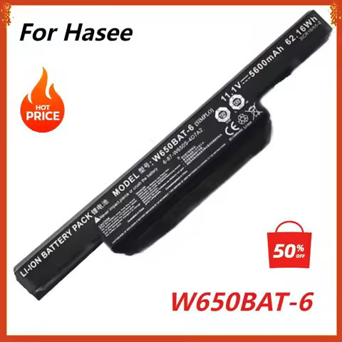 W650BAT-6 Laptop Battery for Hasee K650 K610C K650D K570N K710C K590C K750D Series Clevo W650S W650b