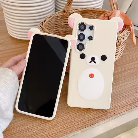 Fashion Cute 3D Cartoon Rilakkuma Bear Soft Silicone Phone Case Back Cover For Samsung Galaxy S25 S2